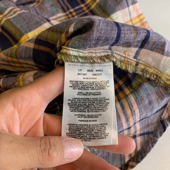 Columbia Shirt Womens M Medium Cotton Plaid Roll Tab Sleeve Button Up Outdoor - Picture 8 of 10